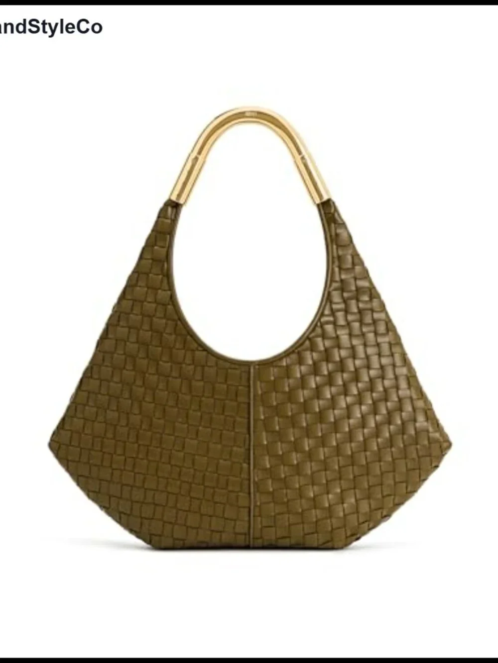 Olivia Hand-Woven Vegan Leather Hobo Bag with Metal Handle